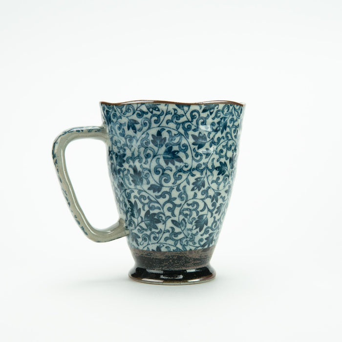 Tea Cup - Blue Floral and Vine 12 oz