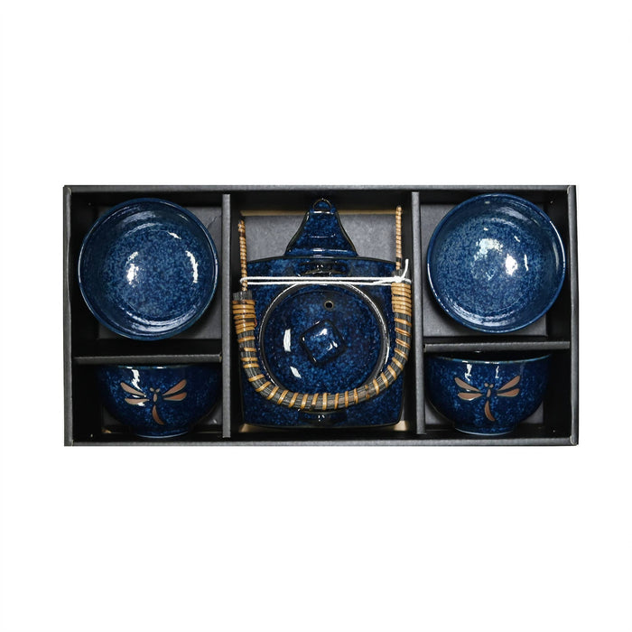 Japanese Tea Set – Blue Dragonfly Design - BD64-N-Happy Earth Tea