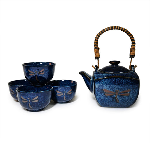Japanese Tea Set – Blue Dragonfly Design - BD64-N-Happy Earth Tea