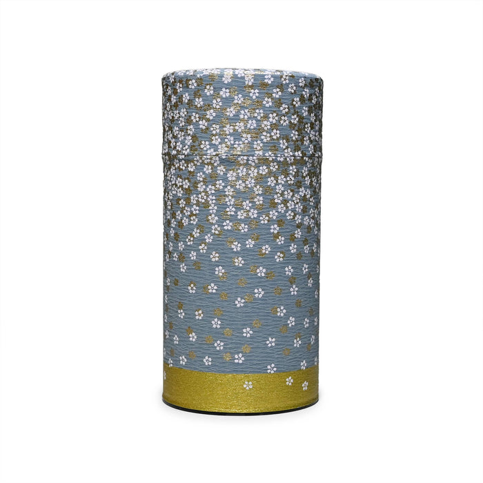 Japanese Double-Lid Tea Container – Baby Blue Floral (200g) - 2020FS-Happy Earth Tea