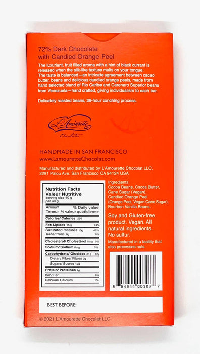 72% Dark Chocolate with Orange Peel (Natural)
