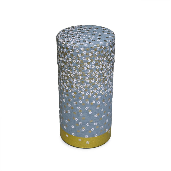 Japanese Double-Lid Tea Container – Baby Blue Floral (200g) - 2020FS-Happy Earth Tea