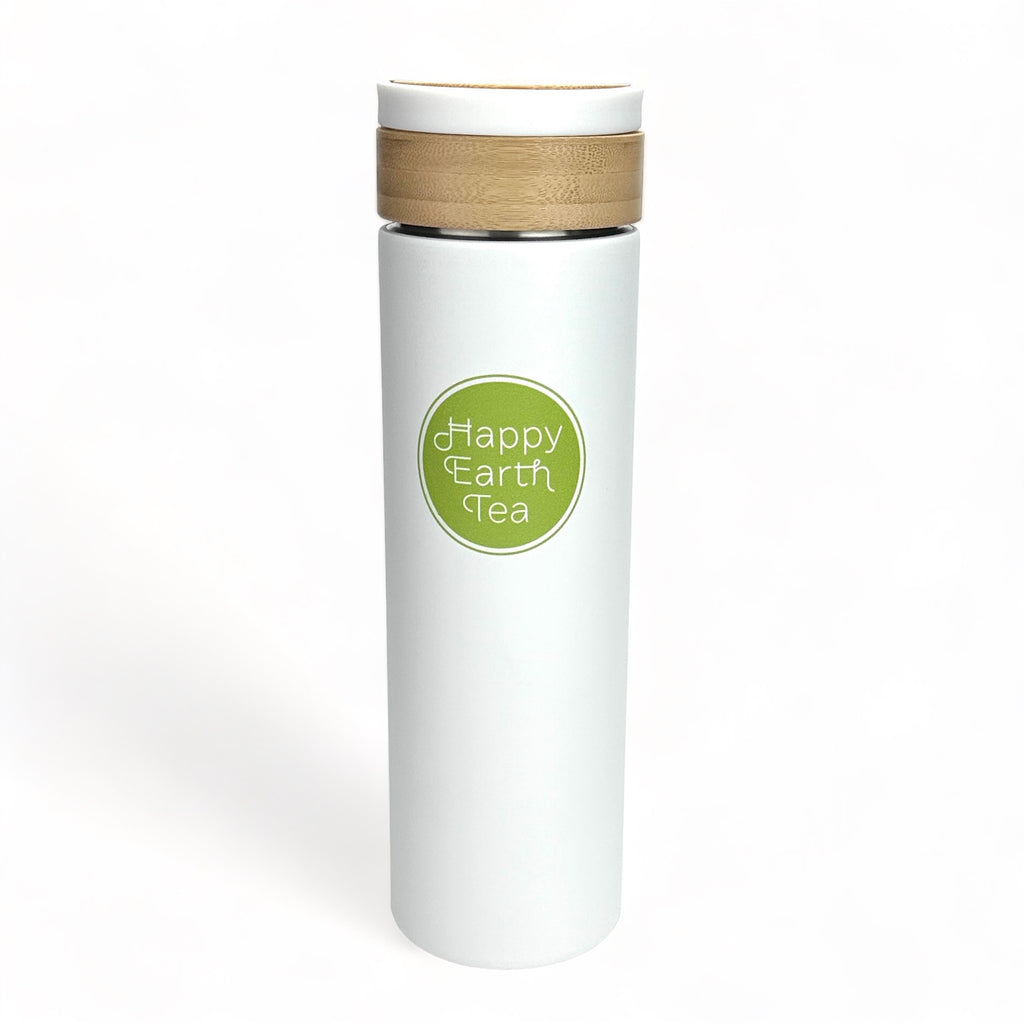 Bamboo Tumbler 16oz - White  Vacuum Insulated Stainless Steel by Welly