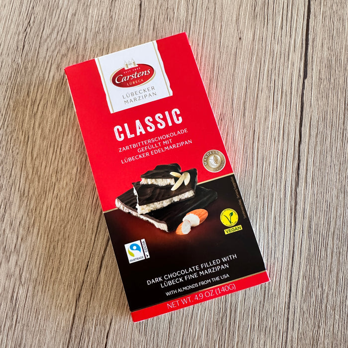 Dark Chocolate Covered with Lubeck Marzipan Bar | Vegan