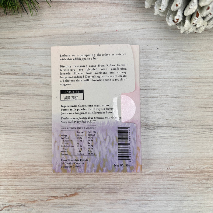 Earl Grey Lavender Dark Milk Chocolate | By Fossa Chocolate | 50 gm