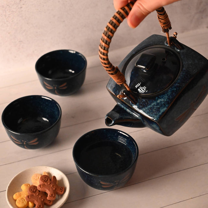 Japanese Tea Set – Blue Dragonfly Design - BD64-N-Happy Earth Tea
