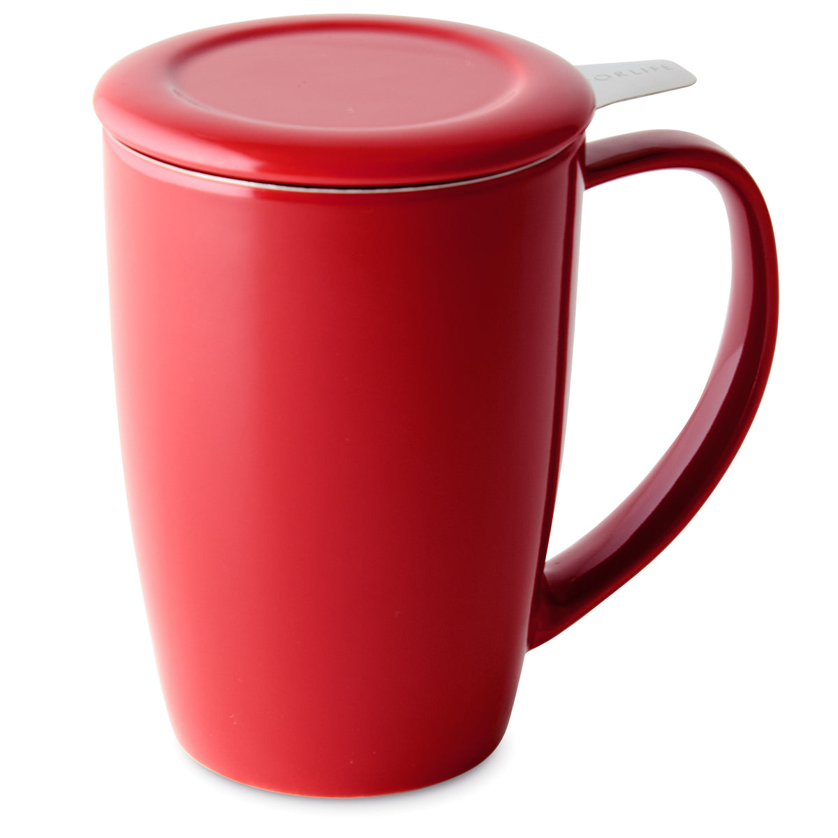 Satin Tea Mug - Curvy Ceramic Tea Mug with Metal Infuser