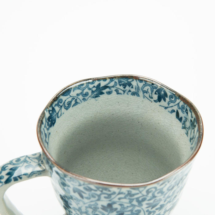 Tea Cup - Blue Floral and Vine 12 oz