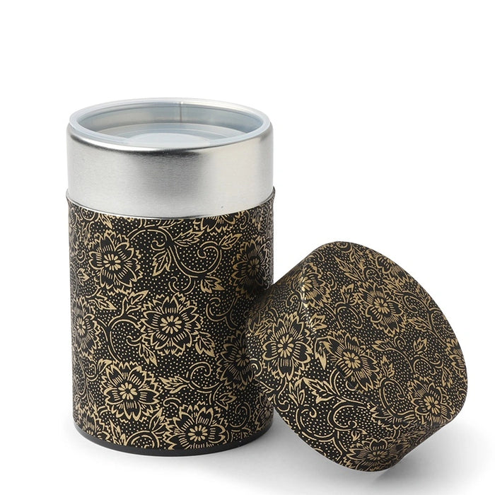 Washi Tin - Tea Canister - Black/Gold Mum