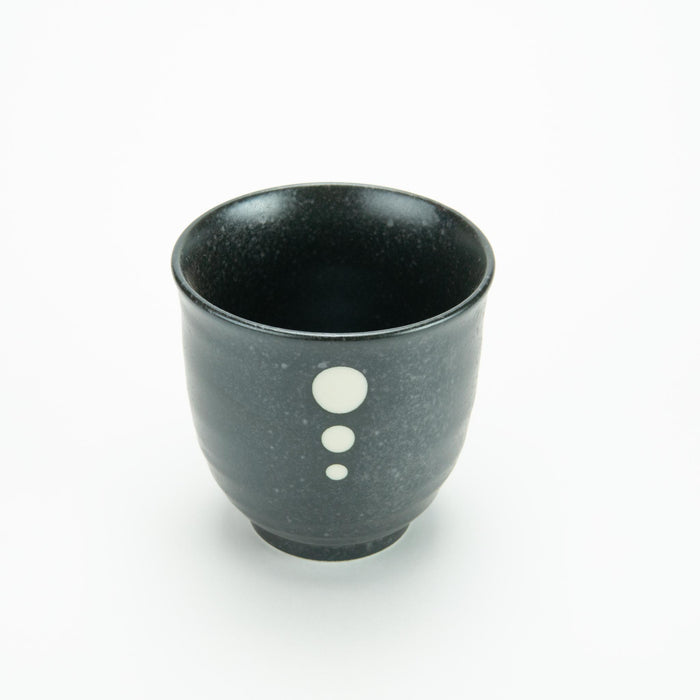 Tea Cup Satin Black White Dots - 6 oz